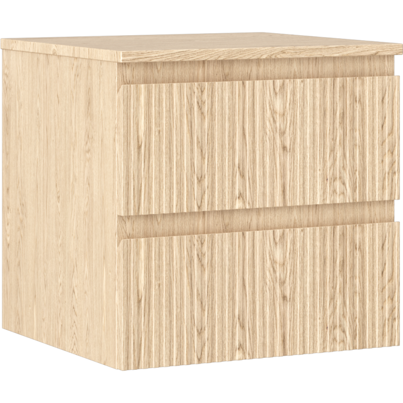 Mexen Rivel kúpeľňová skrinka pod umývadlo 50 cm s doskou, 2 zásuvky, ryhovaná, dub - 91A20-05047-2-BFFC81