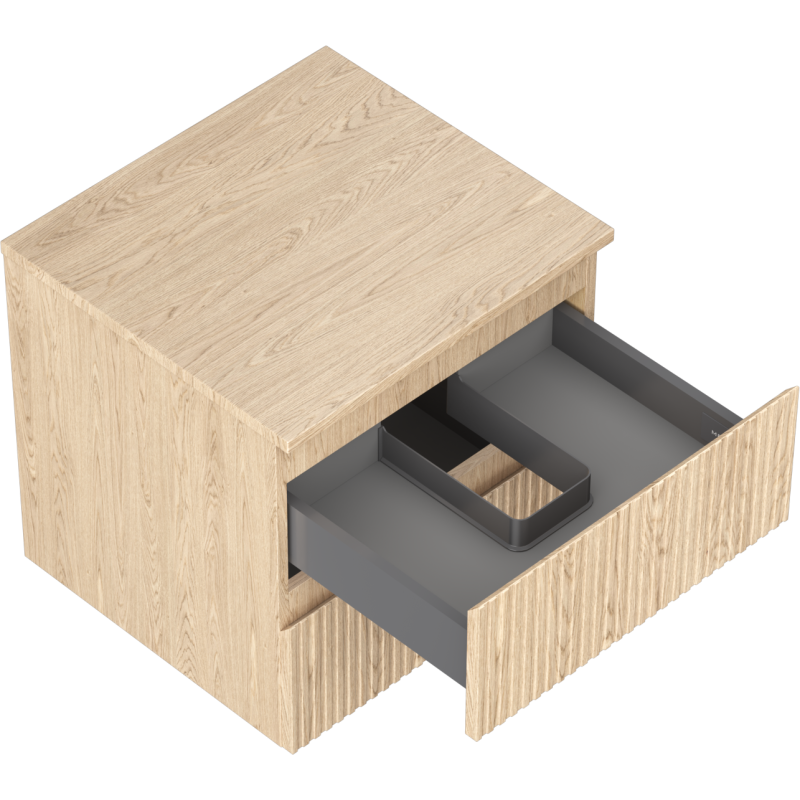 Mexen Rivel kúpeľňová skrinka pod umývadlo 50 cm s doskou, 2 zásuvky, ryhovaná, dub - 91A20-05047-2-BFFC81