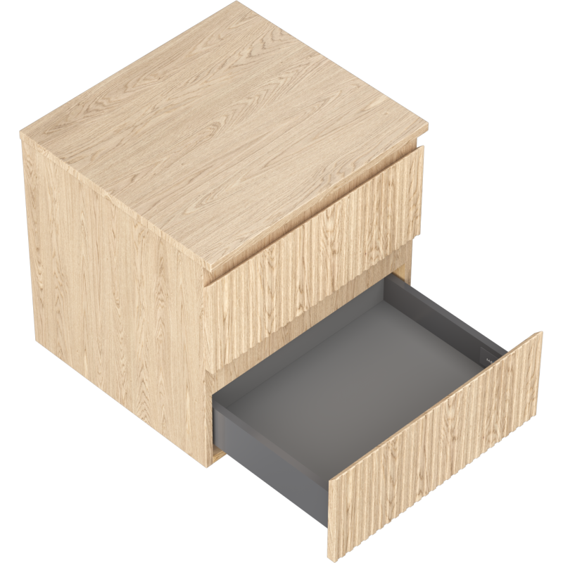 Mexen Rivel kúpeľňová skrinka pod umývadlo 50 cm s doskou, 2 zásuvky, ryhovaná, dub - 91A20-05047-2-BFFC81