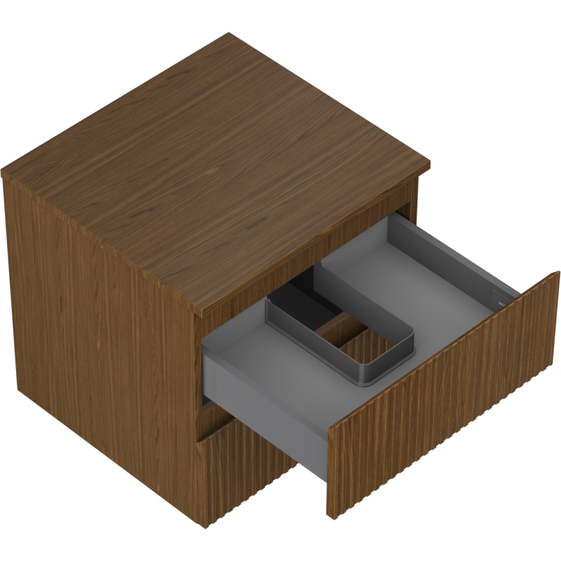 Mexen Rivel kúpeľňová skrinka pod umývadlo 50 cm s doskou, 2 zásuvky, ryhovaná, orech - 91A20-05047-2-BFFC86