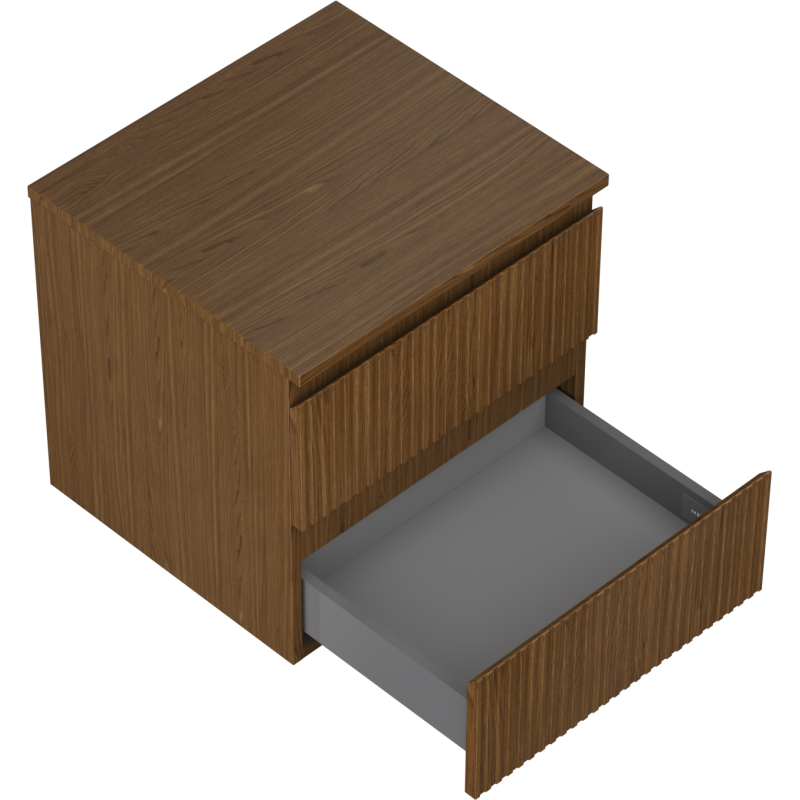 Mexen Rivel kúpeľňová skrinka pod umývadlo 50 cm s doskou, 2 zásuvky, ryhovaná, orech - 91A20-05047-2-BFFC86