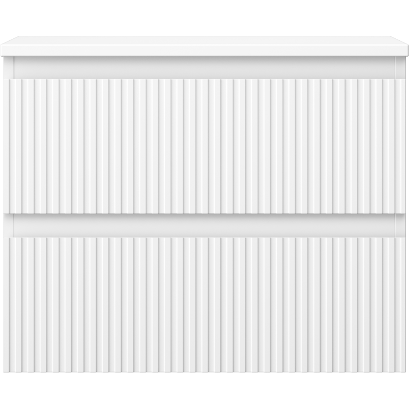 Mexen Rivel kúpeľňová skrinka pod umývadlo 60 cm s doskou, 2 zásuvky, ryhovaná, biela matná - 91A20-06047-2-BFFC01