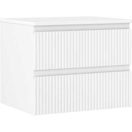 Mexen Rivel kúpeľňová skrinka pod umývadlo 60 cm s doskou, 2 zásuvky, ryhovaná, biela matná - 91A20-06047-2-BFFC01
