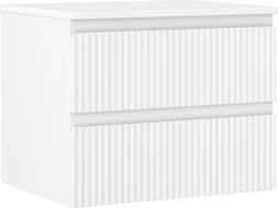 Mexen Rivel kúpeľňová skrinka pod umývadlo 60 cm s doskou, 2 zásuvky, ryhovaná, biela matná - 91A20-06047-2-BFFC01