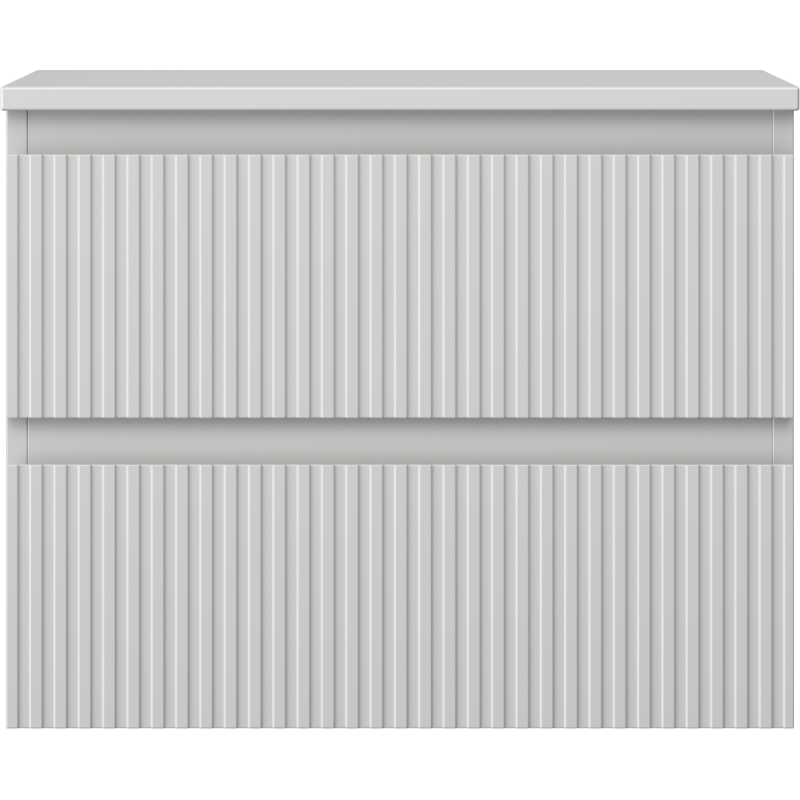 Mexen Rivel kúpeľňová skrinka pod umývadlo 60 cm s doskou, 2 zásuvky, ryhovaná, sivá mat - 91A20-06047-2-BFFC62