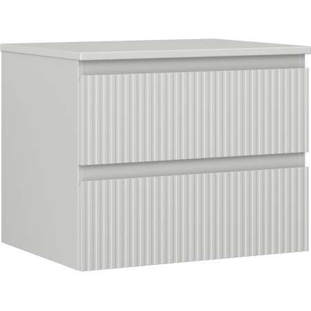 Mexen Rivel kúpeľňová skrinka pod umývadlo 60 cm s doskou, 2 zásuvky, ryhovaná, sivá mat - 91A20-06047-2-BFFC62