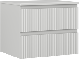 Mexen Rivel kúpeľňová skrinka pod umývadlo 60 cm s doskou, 2 zásuvky, ryhovaná, sivá mat - 91A20-06047-2-BFFC62