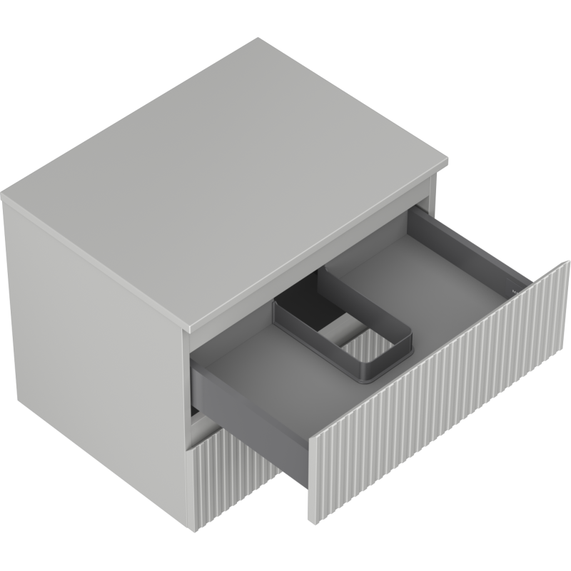 Mexen Rivel kúpeľňová skrinka pod umývadlo 60 cm s doskou, 2 zásuvky, ryhovaná, sivá mat - 91A20-06047-2-BFFC62