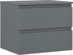 Mexen Rivel kúpeľňová skrinka pod umývadlo 60 cm s doskou, 2 zásuvky, ryhovaná, grafit matná - 91A20-06047-2-BFFC66