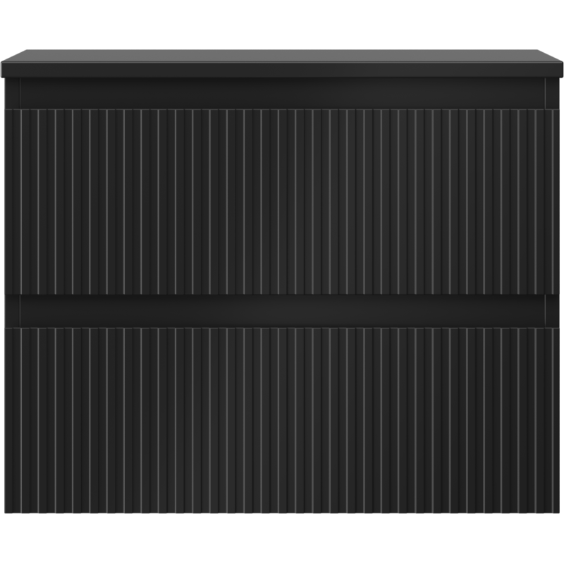 Mexen Rivel kúpeľňová skrinka pod umývadlo 60 cm s doskou, 2 zásuvky, ryhovaná, čierna matná - 91A20-06047-2-BFFC71