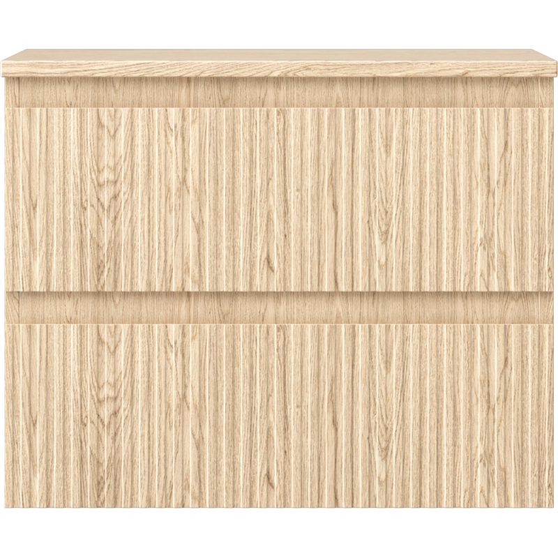 Mexen Rivel kúpeľňová skrinka pod umývadlo 60 cm s doskou, 2 zásuvky, ryhovaná, dub - 91A20-06047-2-BFFC81