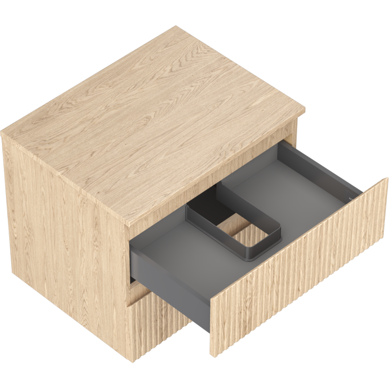 Mexen Rivel kúpeľňová skrinka pod umývadlo 60 cm s doskou, 2 zásuvky, ryhovaná, dub - 91A20-06047-2-BFFC81