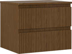 Mexen Rivel kúpeľňová skrinka pod umývadlo 60 cm s doskou, 2 zásuvky, ryhovaná, orech - 91A20-06047-2-BFFC86