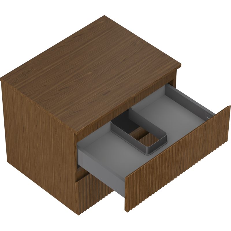 Mexen Rivel kúpeľňová skrinka pod umývadlo 60 cm s doskou, 2 zásuvky, ryhovaná, orech - 91A20-06047-2-BFFC86