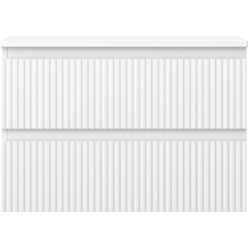 Mexen Rivel kúpeľňová skrinka pod umývadlo 70 cm s doskou, 2 zásuvky, ryhovaná, biela matná - 91A20-07047-2-BFFC01