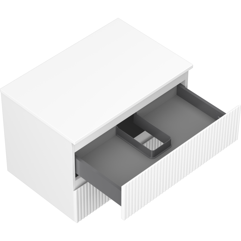 Mexen Rivel kúpeľňová skrinka pod umývadlo 70 cm s doskou, 2 zásuvky, ryhovaná, biela matná - 91A20-07047-2-BFFC01