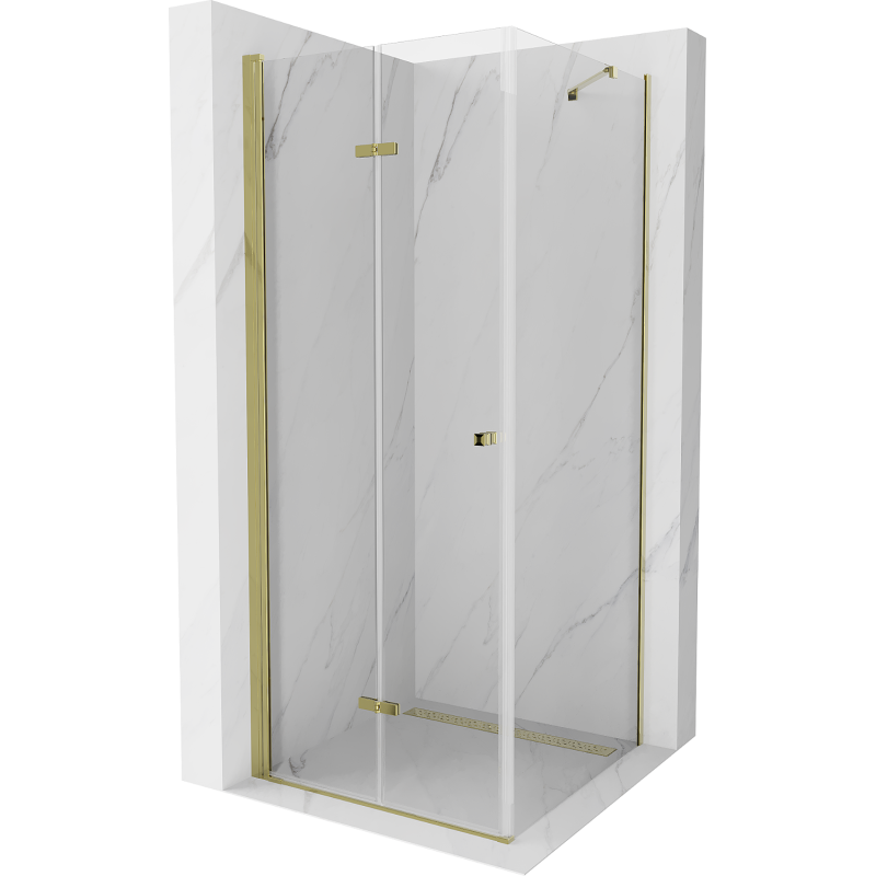 Mexen Lima sprchový kút skladací 80 x 80 cm, transparentný, zlatý - 856-080-080-50-00