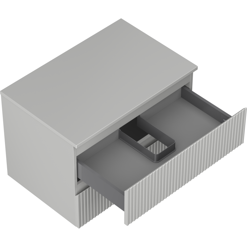 Mexen Rivel kúpeľňová skrinka pod umývadlo 70 cm s doskou, 2 zásuvky, drážkovaná, sivá matná - 91A20-07047-2-BFFC62