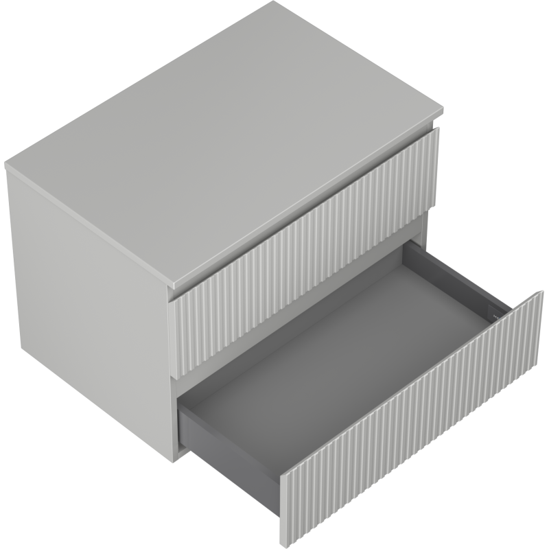 Mexen Rivel kúpeľňová skrinka pod umývadlo 70 cm s doskou, 2 zásuvky, drážkovaná, sivá matná - 91A20-07047-2-BFFC62