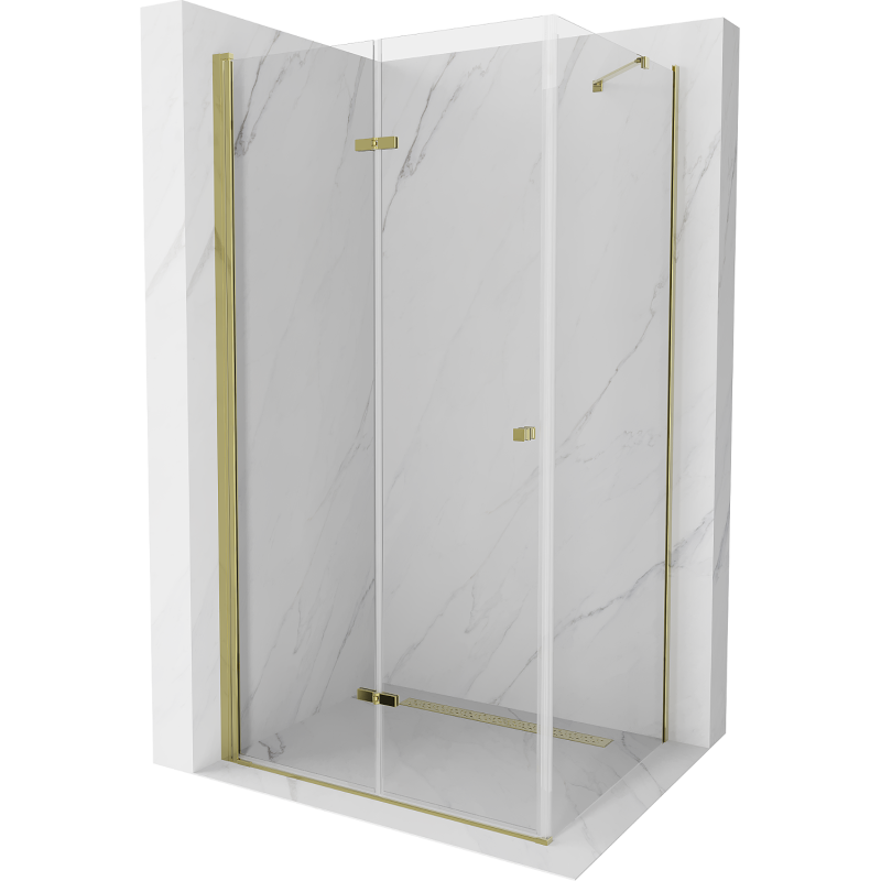 Mexen Lima skladací sprchovací kút 80 x 90 cm, transparentný, zlatý - 856-080-090-50-00
