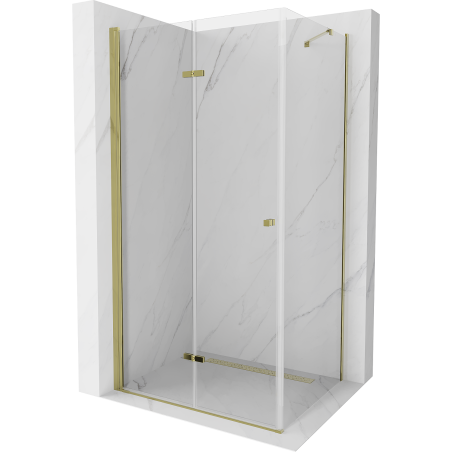 Mexen Lima skladací sprchovací kút 80 x 90 cm, transparentný, zlatý - 856-080-090-50-00