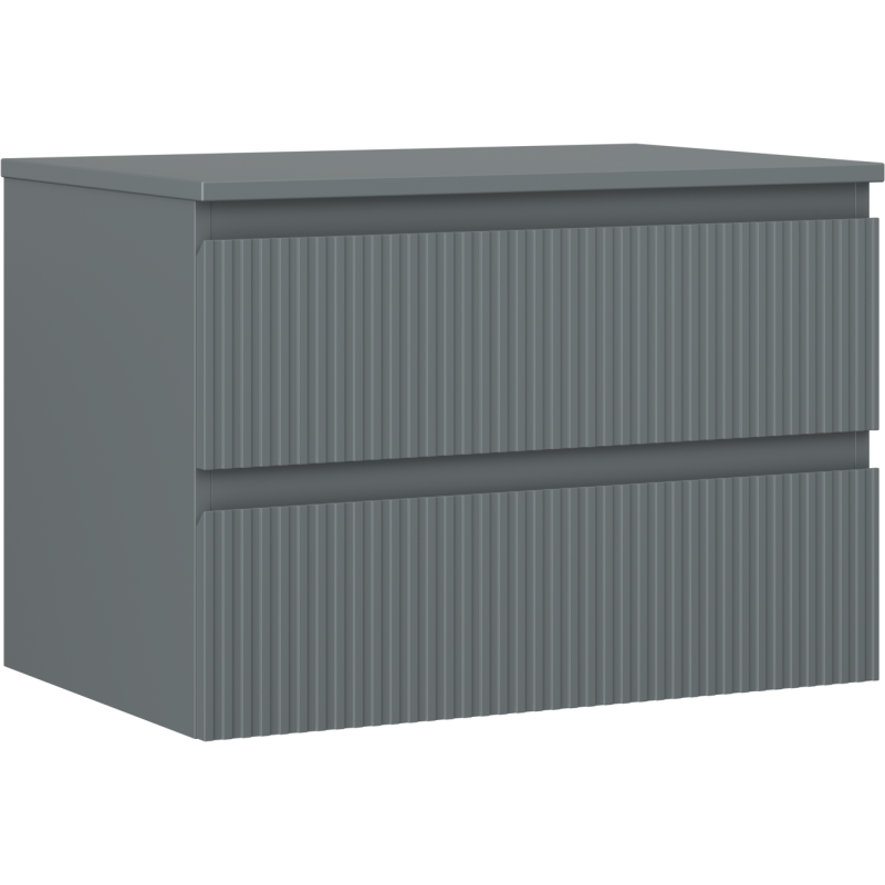 Mexen Rivel kúpeľňová skrinka pod umývadlo 70 cm s doskou, 2 zásuvky, drážkovaná, grafit mat - 91A20-07047-2-BFFC66