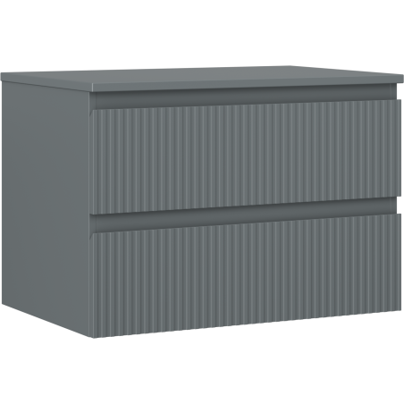 Mexen Rivel kúpeľňová skrinka pod umývadlo 70 cm s doskou, 2 zásuvky, drážkovaná, grafit mat - 91A20-07047-2-BFFC66