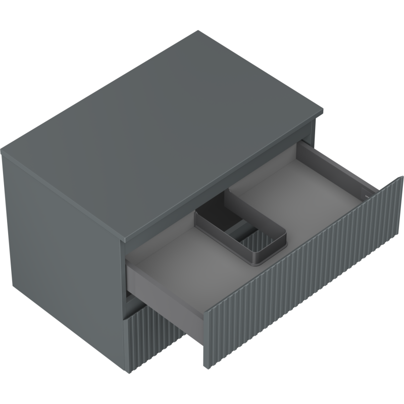 Mexen Rivel kúpeľňová skrinka pod umývadlo 70 cm s doskou, 2 zásuvky, drážkovaná, grafit mat - 91A20-07047-2-BFFC66