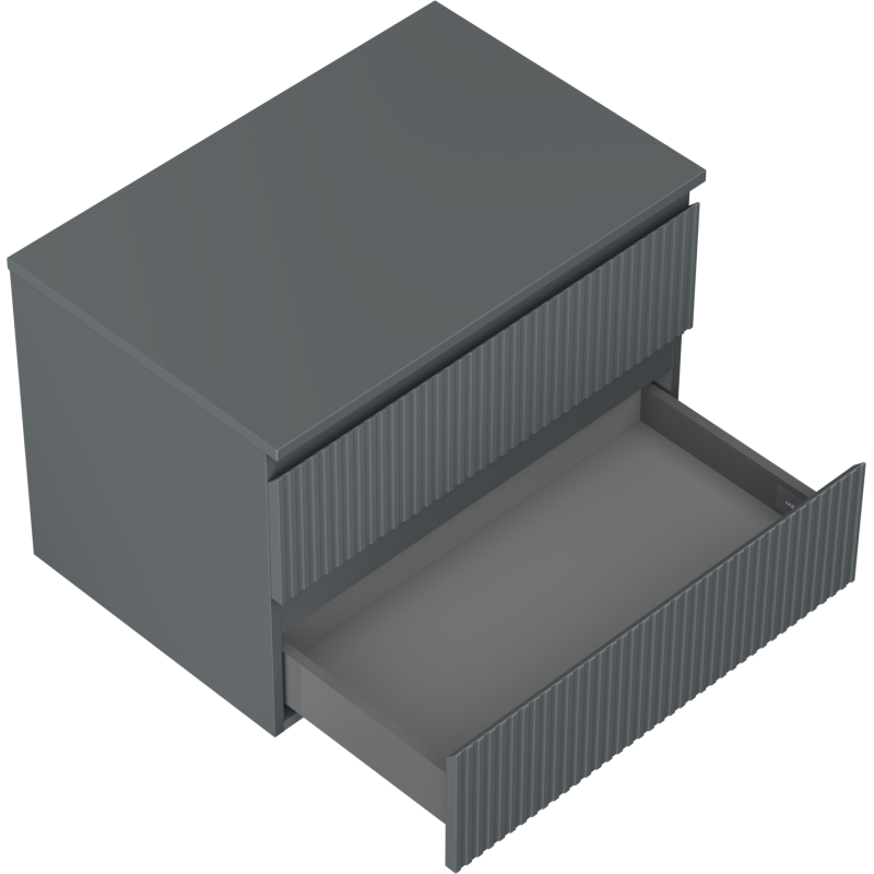 Mexen Rivel kúpeľňová skrinka pod umývadlo 70 cm s doskou, 2 zásuvky, drážkovaná, grafit mat - 91A20-07047-2-BFFC66