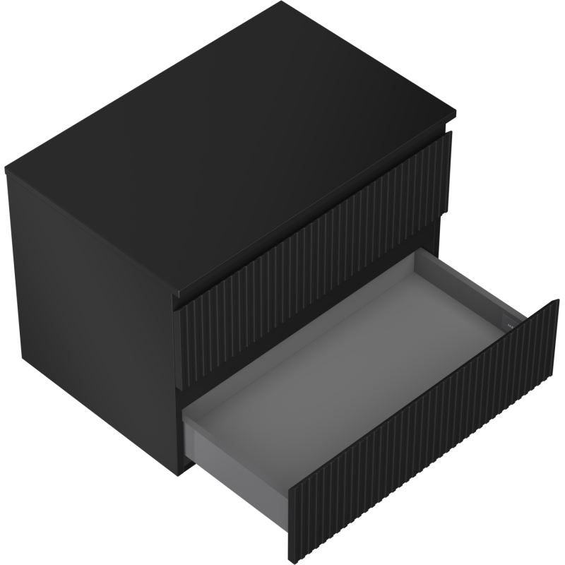 Mexen Rivel skrinka do kúpeľne pod umývadlo 70 cm s pracovnou doskou, 2 zásuvky, ryhovaná, čierna matná - 91A20-07047-2-BFFC71