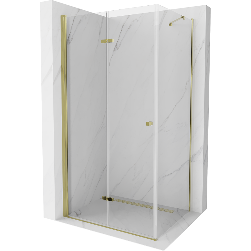 Mexen Lima skladací sprchový kút 90 x 70 cm, transparentný, zlatý - 856-090-070-50-00