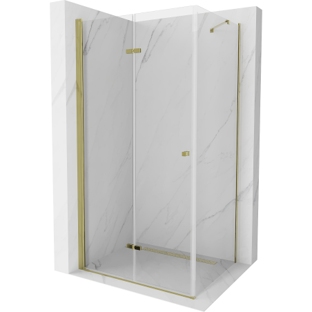 Mexen Lima skladací sprchový kút 90 x 70 cm, transparentný, zlatý - 856-090-070-50-00