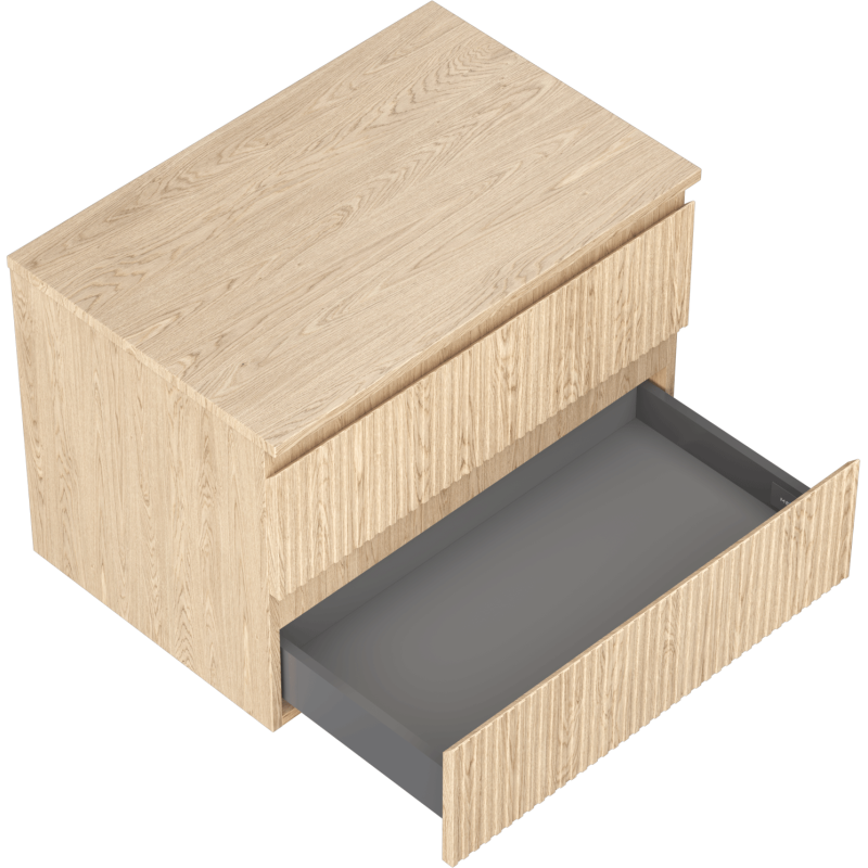 Mexen Rivel kúpeľňová skrinka pod umývadlo 70 cm s pracovnou doskou, 2 zásuvky, rýhovaná, dub - 91A20-07047-2-BFFC81