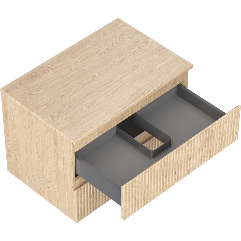 Mexen Rivel kúpeľňová skrinka pod umývadlo 70 cm s pracovnou doskou, 2 zásuvky, rýhovaná, dub - 91A20-07047-2-BFFC81