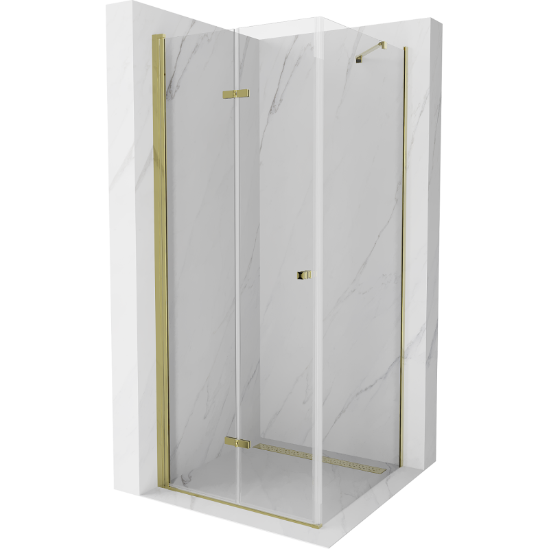 Mexen Lima skladacie sprchové kúty 90 x 90 cm, transparentné, zlaté - 856-090-090-50-00