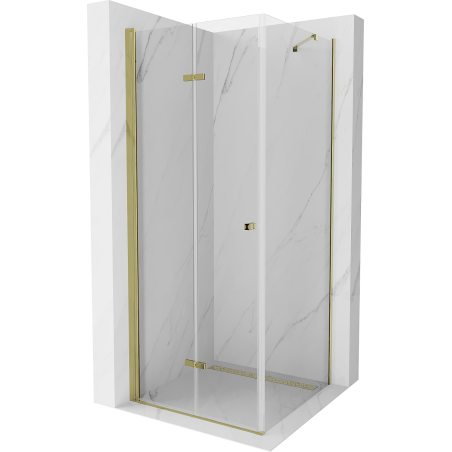 Mexen Lima skladacia sprchová kabína 90 x 90 cm, transparentná, zlatá - 856-090-090-50-00