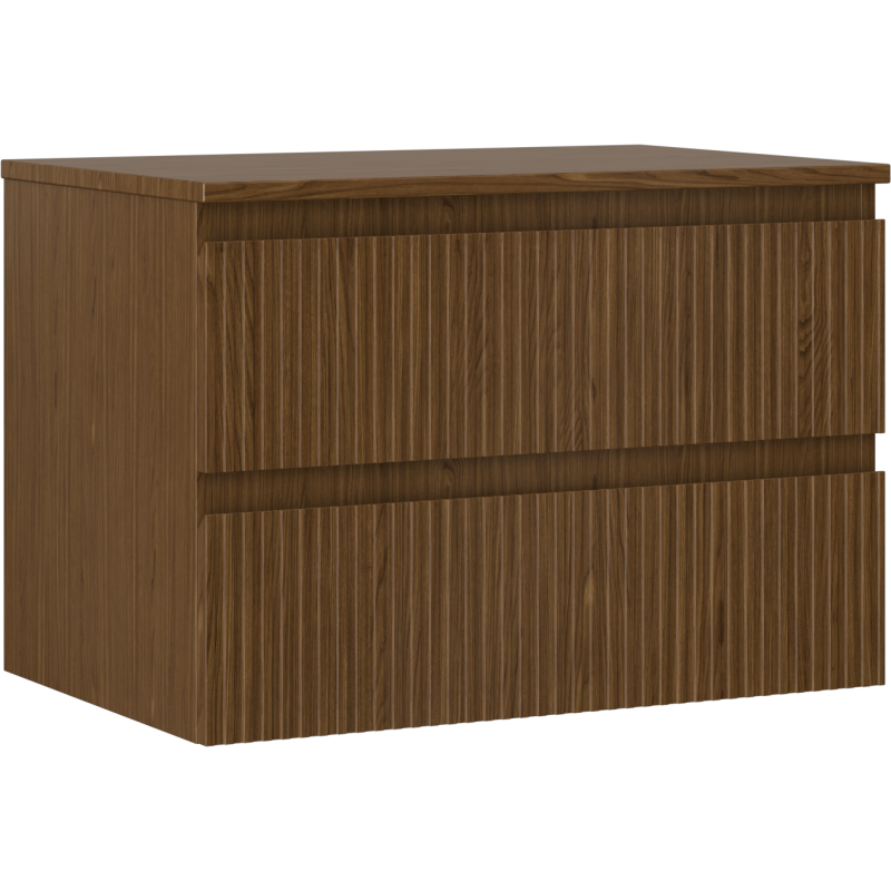 Mexen Rivel kúpeľňová skrinka pod umývadlo 70 cm s doskou, 2 zásuvky, ryhovaná, orech - 91A20-07047-2-BFFC86
