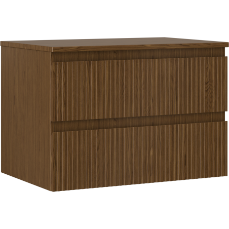 Mexen Rivel kúpeľňová skrinka pod umývadlo 70 cm s doskou, 2 zásuvky, ryhovaná, orech - 91A20-07047-2-BFFC86