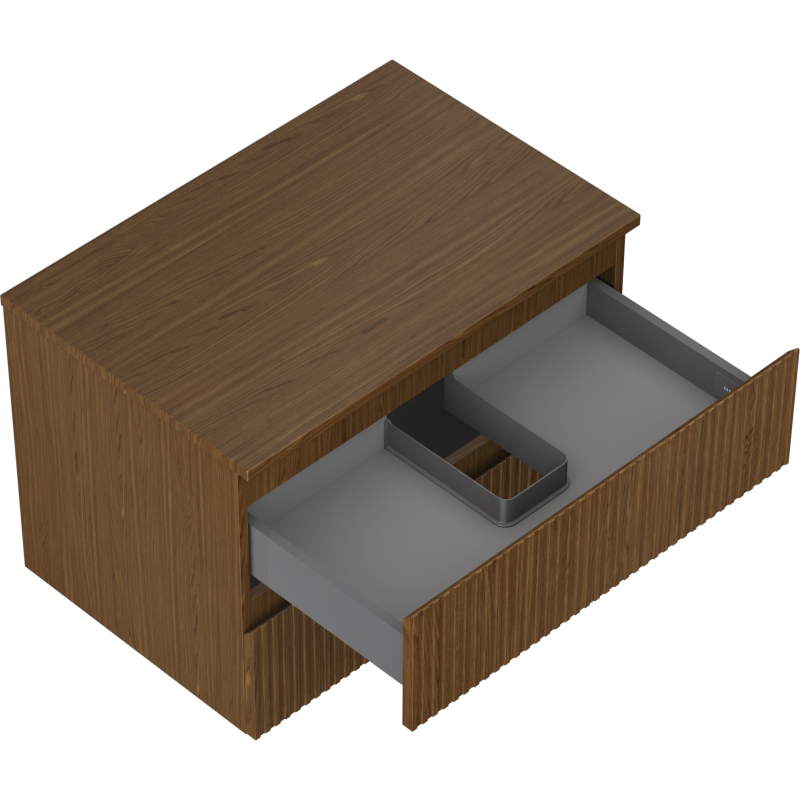 Mexen Rivel kúpeľňová skrinka pod umývadlo 70 cm s doskou, 2 zásuvky, ryhovaná, orech - 91A20-07047-2-BFFC86