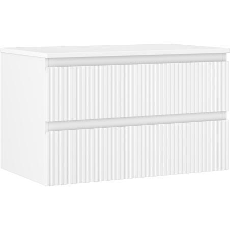 Mexen Rivel kúpeľňová skrinka pod umývadlo 80 cm s doskou, 2 zásuvky, ryhovaná, biela matná - 91A20-08047-2-BFFC01