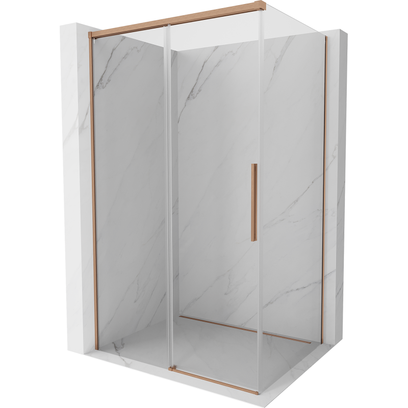 Mexen Rox posuvná sprchová kabína 150 x 85 cm, transparentná, kefovaná meď - 8C2-150-085-65-00