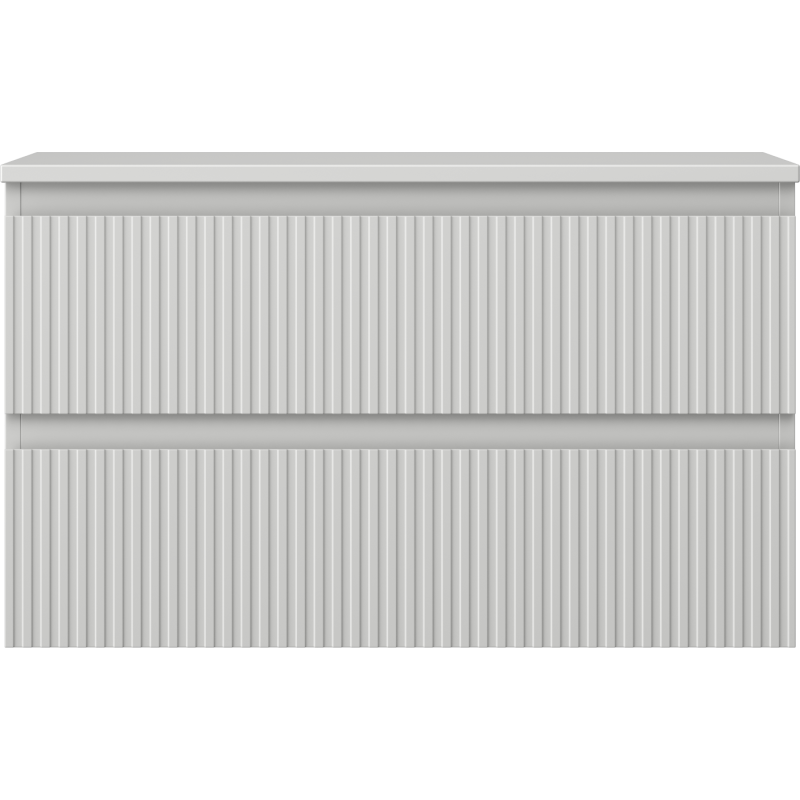 Mexen Rivel kúpeľňová skrinka pod umývadlo 80 cm s doskou, 2 zásuvky, ryhovaná, sivý mat - 91A20-08047-2-BFFC62