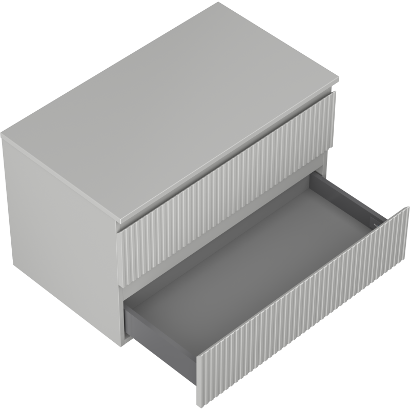 Mexen Rivel kúpeľňová skrinka pod umývadlo 80 cm s doskou, 2 zásuvky, ryhovaná, sivý mat - 91A20-08047-2-BFFC62