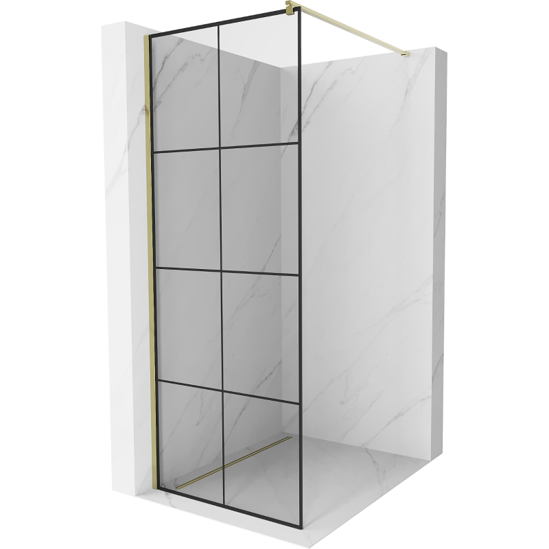 Mexen Kioto sprchová stena 70 x 200 cm, transparentnéné/čierny vzor 8 mm, zlatá - 800-070-101-50-77