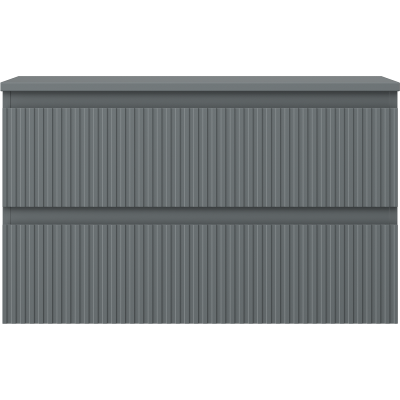 Mexen Rivel kúpeľňová skrinka pod umývadlo 80 cm s doskou, 2 zásuvky, ryhovaná, grafit mat - 91A20-08047-2-BFFC66