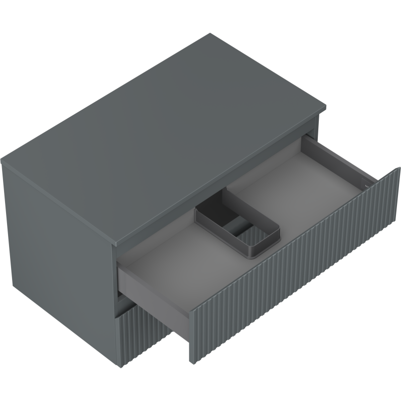 Mexen Rivel kúpeľňová skrinka pod umývadlo 80 cm s doskou, 2 zásuvky, ryhovaná, grafit mat - 91A20-08047-2-BFFC66