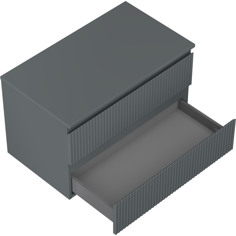 Mexen Rivel kúpeľňová skrinka pod umývadlo 80 cm s doskou, 2 zásuvky, ryhovaná, grafit mat - 91A20-08047-2-BFFC66