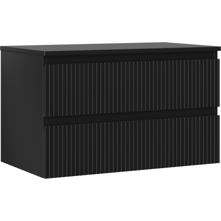 Mexen Rivel kúpeľňová zásuvková skrinka 80 cm s doskou, 2 zásuvky, ryhovaná, čierna mat - 91A20-08047-2-BFFC71