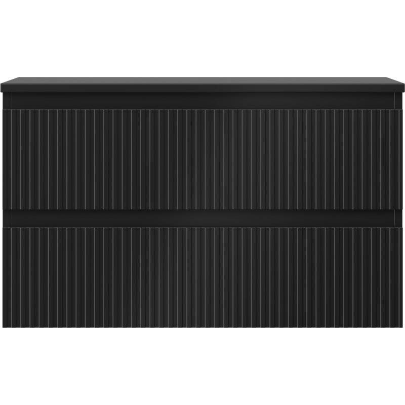 Mexen Rivel kúpeľňová zásuvková skrinka 80 cm s doskou, 2 zásuvky, ryhovaná, čierna mat - 91A20-08047-2-BFFC71