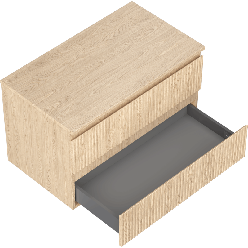 Mexen Rivel kúpeľňová skrinka pod umývadlo 80 cm s doskou, 2 zásuvky, ryhovaná, dub - 91A20-08047-2-BFFC81